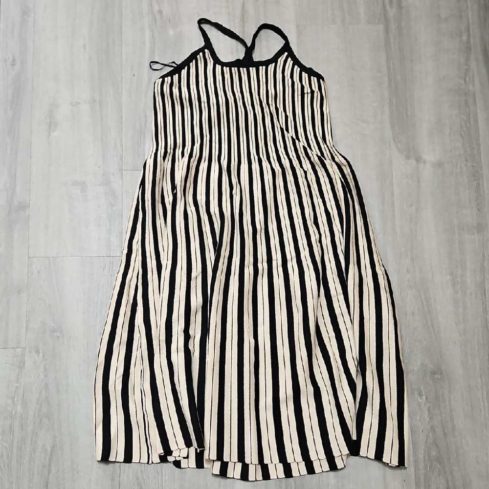 A New Day Black and Cream Striped Dress